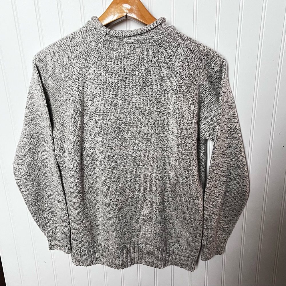 Basic Editions Women's Raglan Long Sleeved Beige/Brown Mock Neck Sweater Medium - Picture 2 of 7